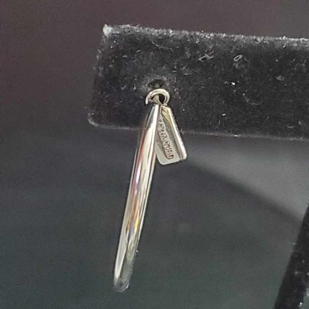 Coach Silver Tone Signature Charm 3/4 Hoop Earrings New with Tags C9478 - Picture 6 of 9